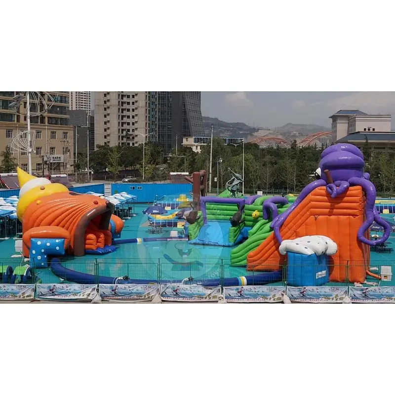 Factory Price Giant  Inflatable  Water Park Pool Slides Equipment For Sale