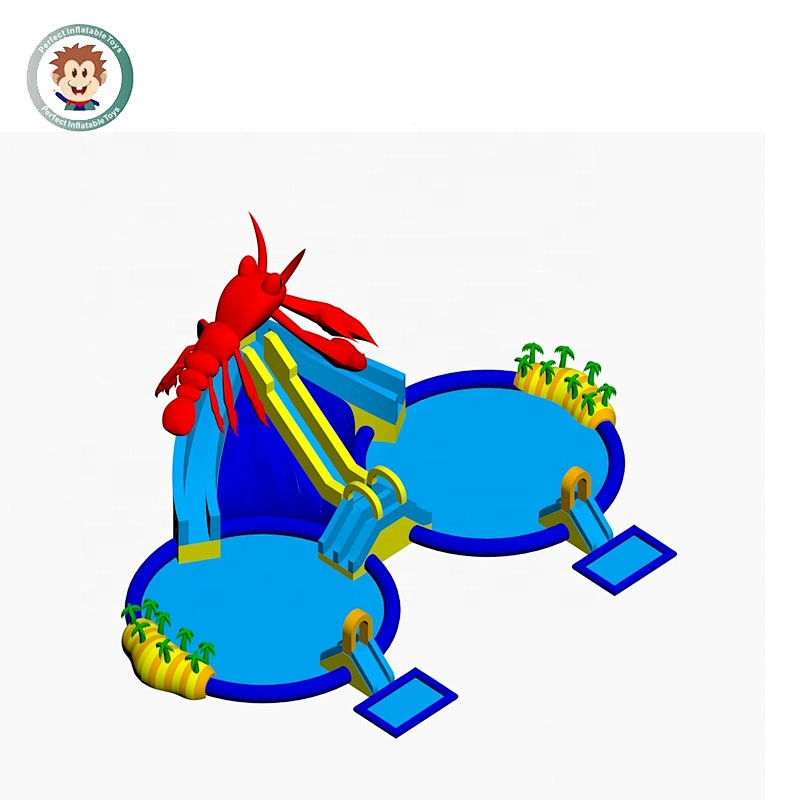 Adult commercial inflatable lobster water park slide with pool for sale
