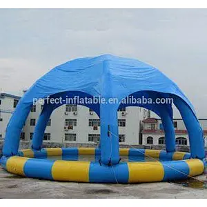 Plastic Beautiful blue inflatable tent cover swimming pool