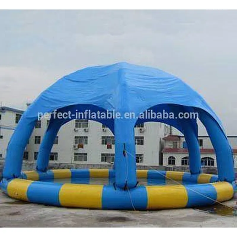 Plastic Beautiful blue inflatable tent cover swimming pool