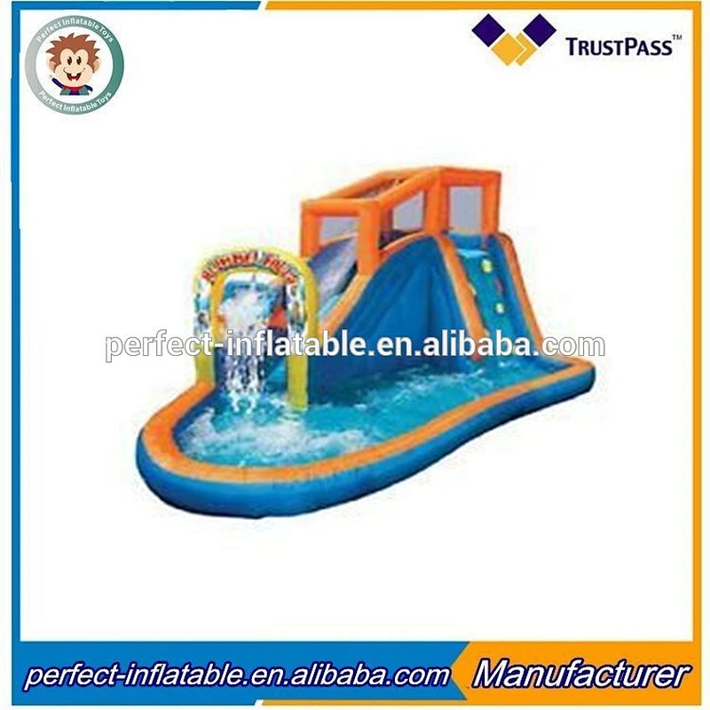Children fun play backyard big inflatable water slides with water gun for sale
