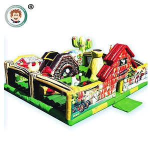 Wholesale Custom Colorful Kids 0.55mm PVC Inflatable Amusement Park Fun City For Sale