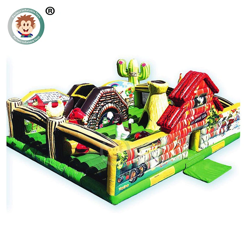 Wholesale Custom Colorful Kids 0.55mm PVC Inflatable Amusement Park Fun City For Sale