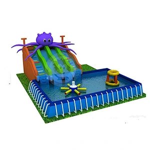 Hot Sale Durable Large Inflatable Swimming Pool Slides With Climbing Wall