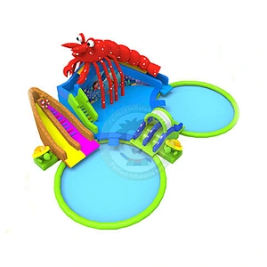 Customized Latest Design Summer Inflatable Water Slide With Swimming Pool