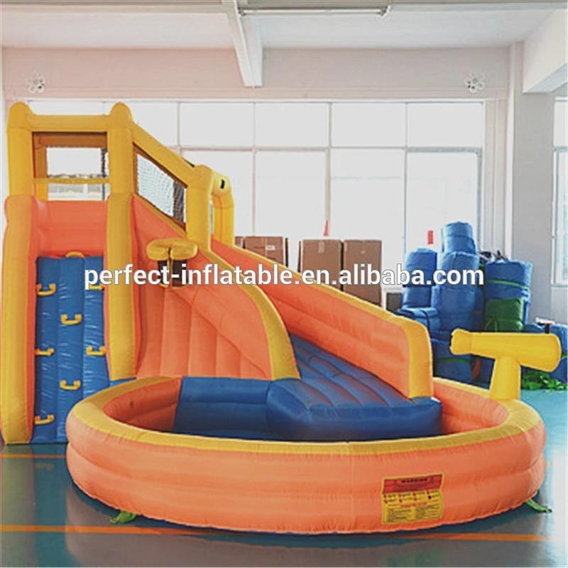 Children fun play backyard big inflatable water slides with water gun for sale