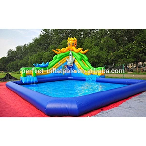 Lovely shark theme inflatable pool for child inflatable swimming pool with slide for sale
