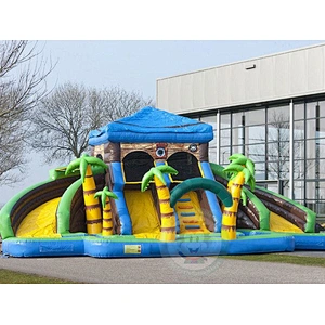 Custom Commercial PVC Material  Giant  Inflatable Water Slide With Swimming Pool