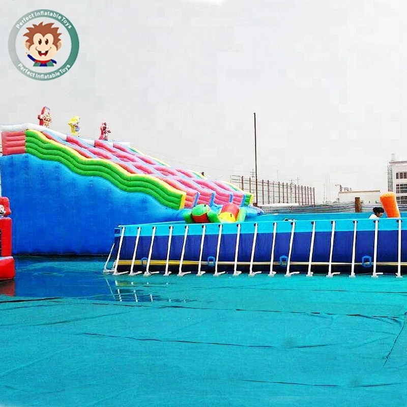 large outdoor plastic inflatable above ground steel frame swimming pool for adults and kids water park metal swim pool for sale