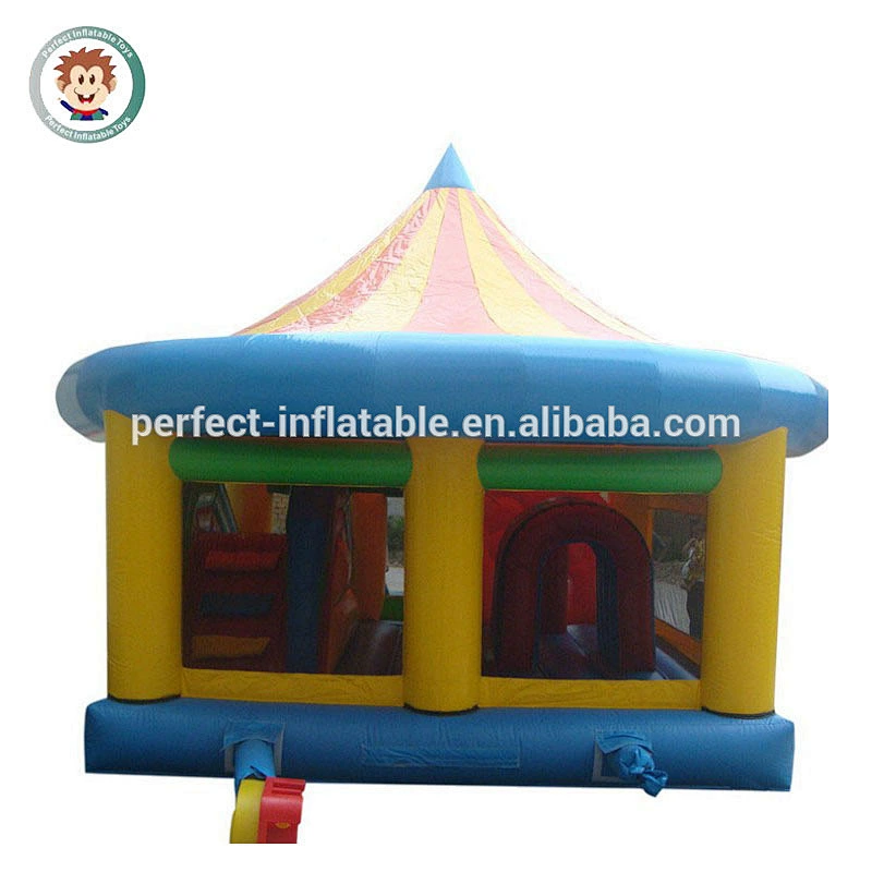 Cartoon bouncer house inflatable round bounce bed castle slide