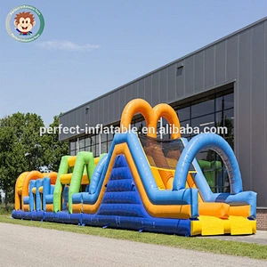 China 27m Long 0.55mm Pvc Cheap Giant Boot Camp Inflatable Obstacle Course for sale
