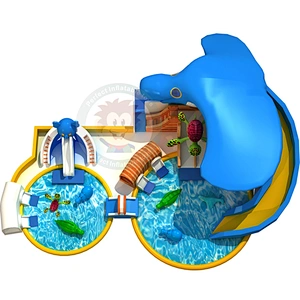 2019 Commercial  Amusement kids Inflatable Slide With  Swimming Pool