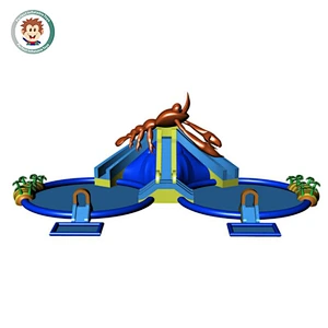Hot sale inflatable lobster water park for kids inflatable slide with inflatable swimming pool for adults