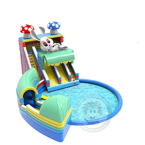 Commercial Large Inflatable Water Slide With Pool Suitable For Children And Adults