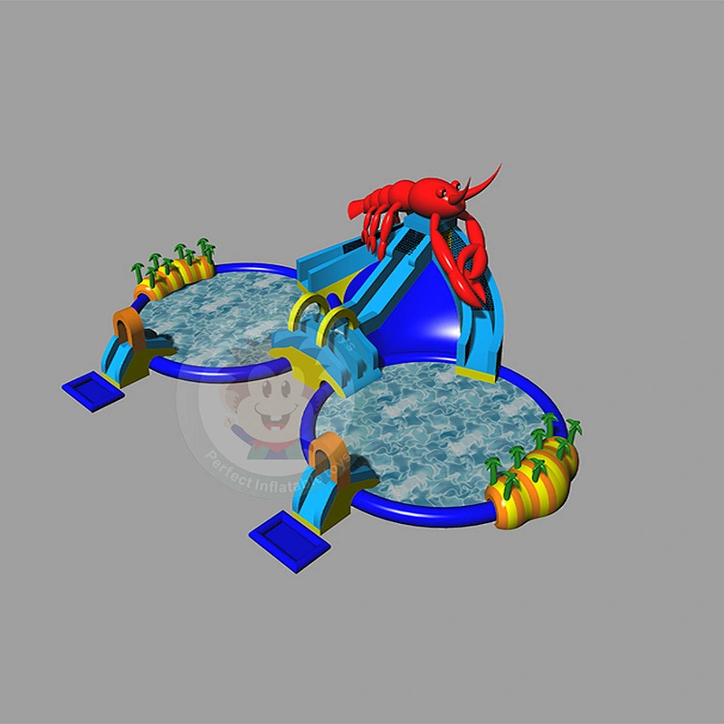 Customized Latest Design Summer Inflatable Water Slide With Swimming Pool
