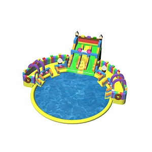 Inflatable amusement park equipment inflatable water slide with pool