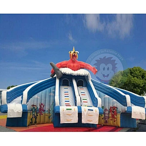 Fun Water Game Equipment  Inflatable Pool With Multi-Slide Slides For Sale
