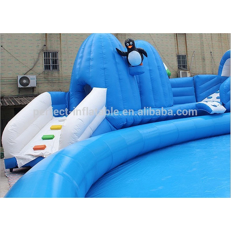 Giant cocrodies water park playing area with slide and big pool