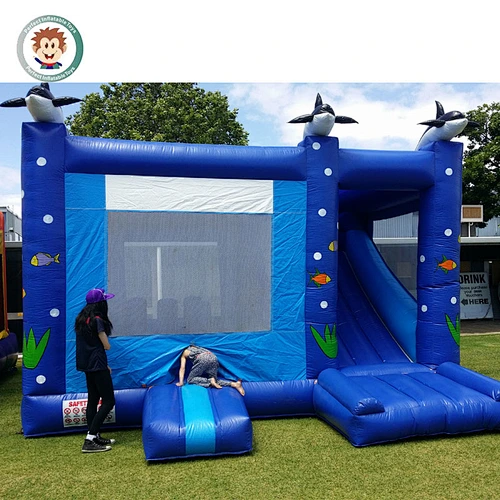 Inflatable playground kids jumping bouncer house with slide