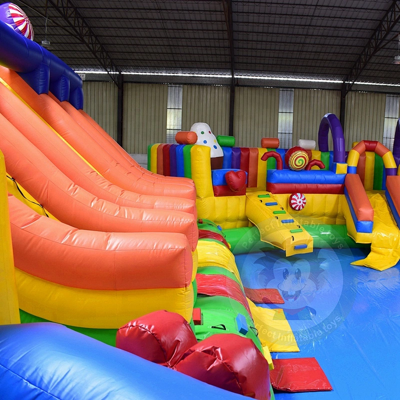 Commercial Large Water Park Equipment Inflatable Water Slide With Swimming Pool