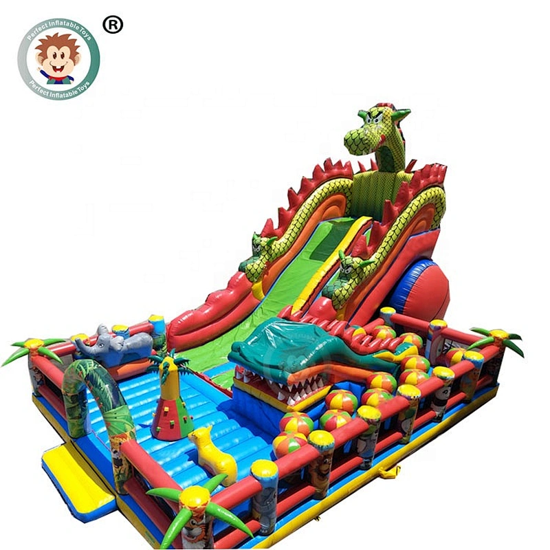 Custom Commercial Colorful  Inflatable Castle Amusement Park Inflatable Fun City For Kids
