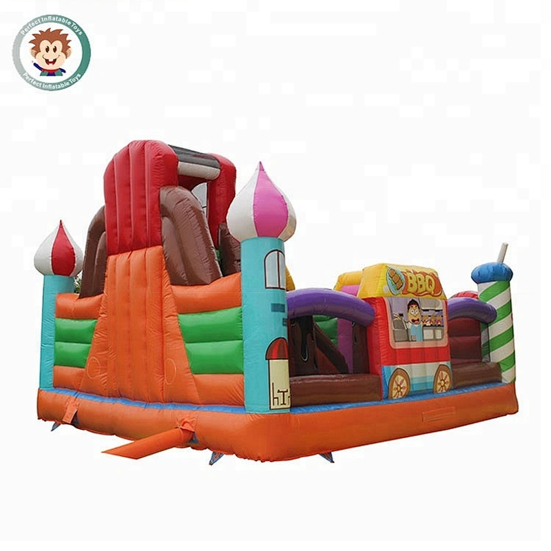 shark theme amusement park outdoor inflatable castle for kids inflatable stair slide toys