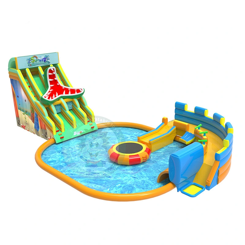 Safety New Inflatable Water Slide Designed For  Giant Swimming Pool