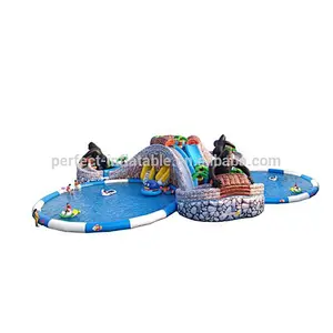Hot Cartoon water park for kids, Inflatable water slide with pools