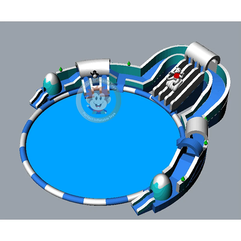 Commercial kids playground bouncer Inflatable water slide with pool for sale