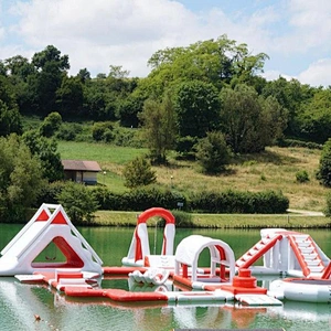 Small aqua park floating equipment trampoline games inflatable water park
