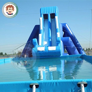 Top Selling Blue Medium Inflatable Playground Slides With Pools for Sale