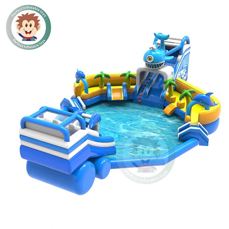 Custom Commercial PVC Material  Giant  Inflatable Water Slide With Swimming Pool