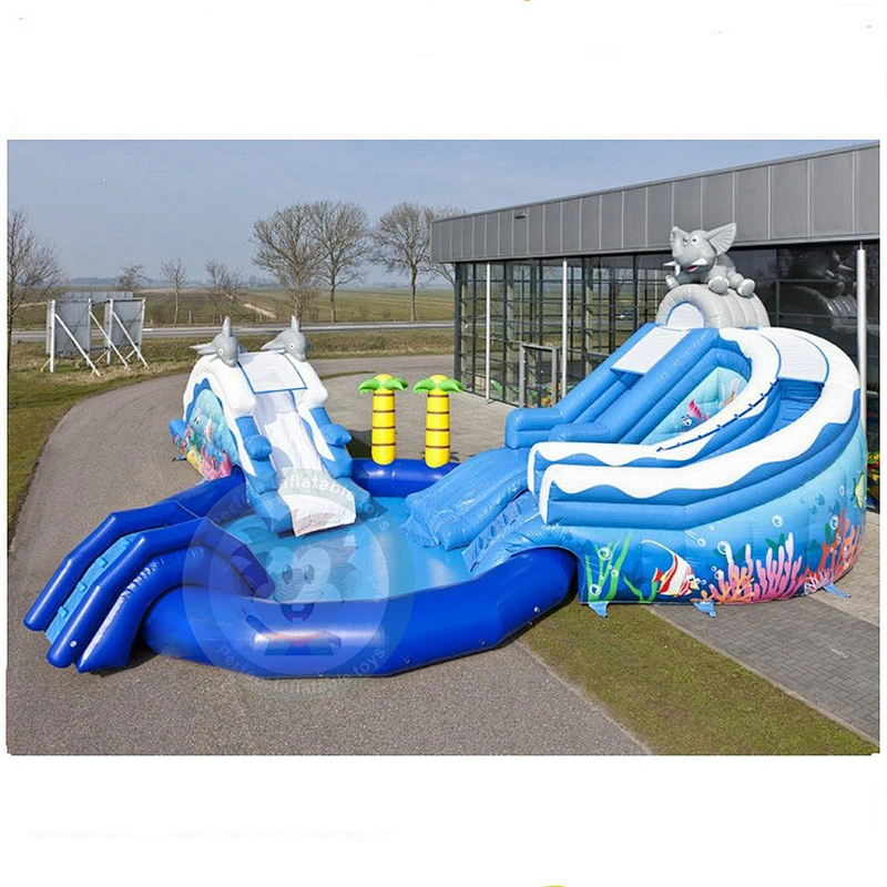 Safety New Inflatable Water Slide Designed For  Giant Swimming Pool