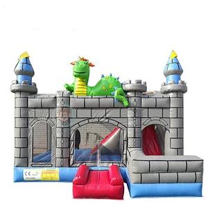 kids commercial Inflatable dinosaur bounce house with inflatable slide for sale