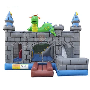 kids commercial Inflatable dinosaur bounce house with inflatable slide for sale