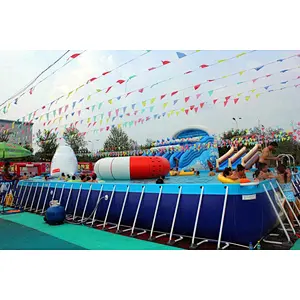 Comfortably outdoor PVC large inflatable swimming pool with holders for sale