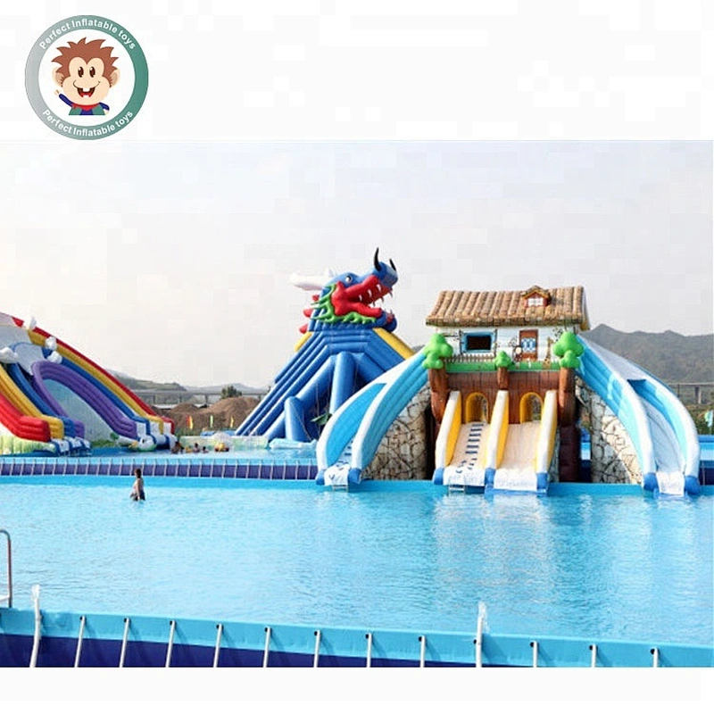 Giant Rectangular Metal Frame Pool Steel frame Swimming pools for inflatable water park