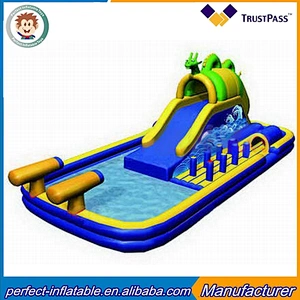 Cannon slide inflatable water slide with pool for fun