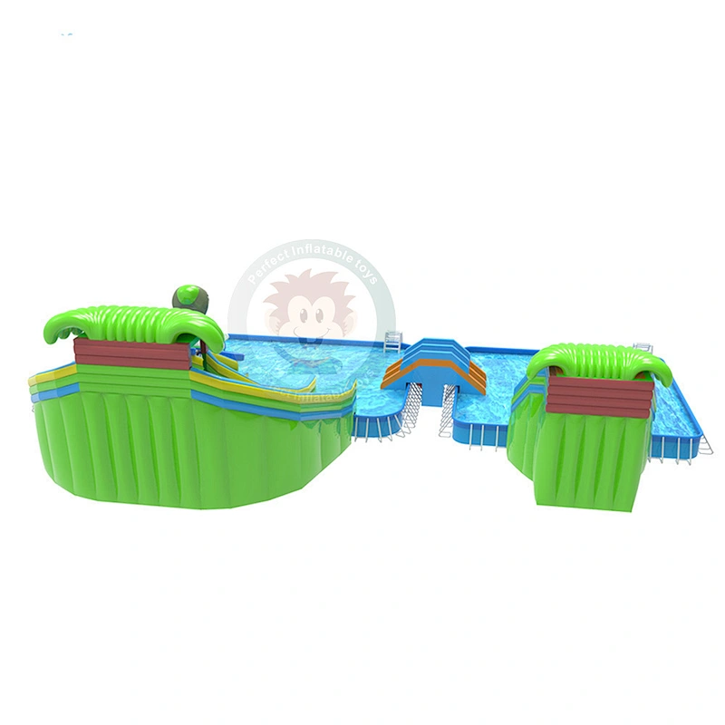 High Quality Commercial Large Inflatable Water Slide With Swimming Pool