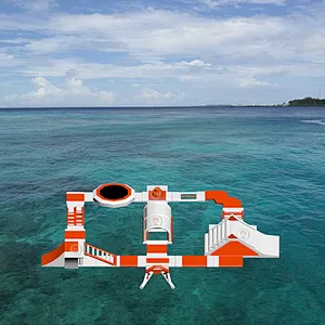 Small aqua park floating equipment trampoline games inflatable water park