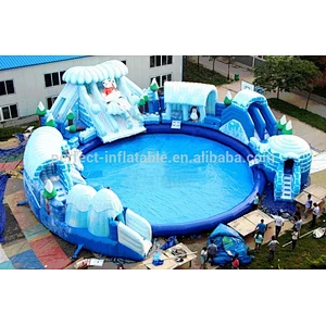 Giant cocrodies water park playing area with slide and big pool