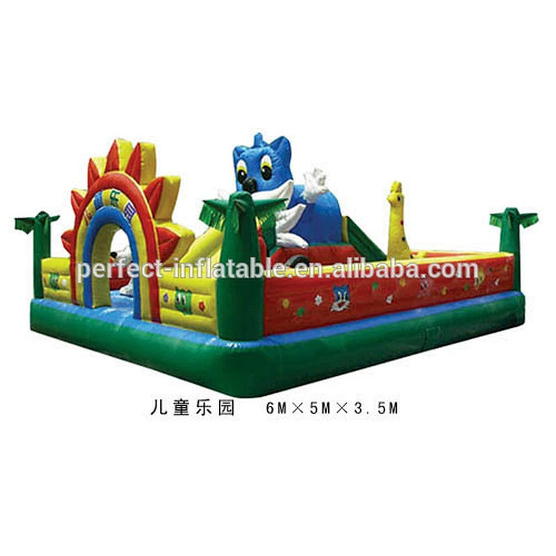 shark theme amusement park outdoor inflatable castle for kids inflatable stair slide toys