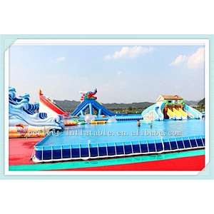 Comfortably outdoor PVC large inflatable swimming pool with holders for sale