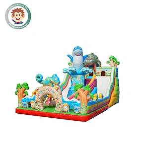 Inflatable big rocket theme castle outdoor inflatable city inflatable children's playground