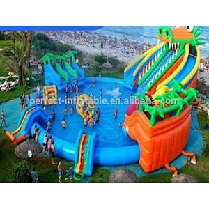 Giant cocrodies water park playing area with slide and big pool