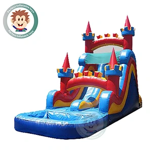 Custom Commercial Long Inflatable Water Slide Bouncy Castle For Kids
