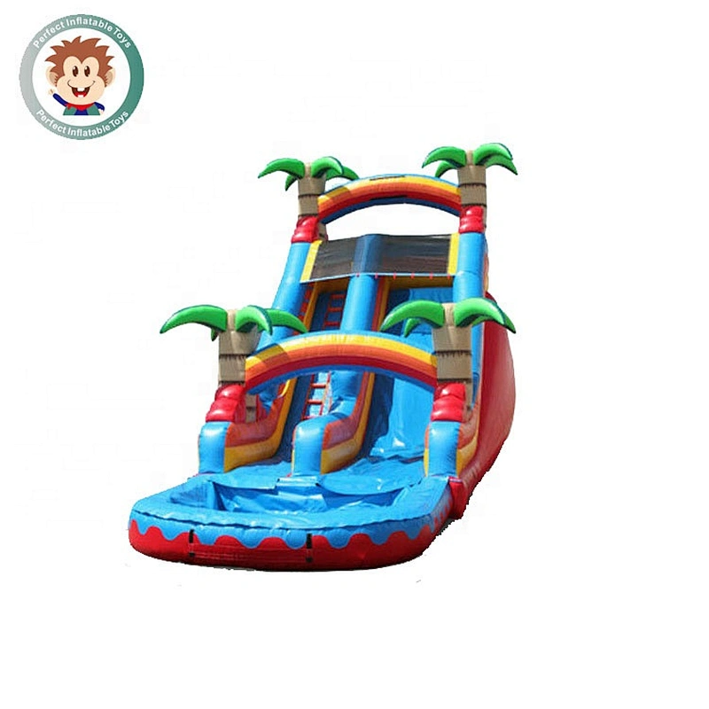 Kids commercial inflatable water slide with pool