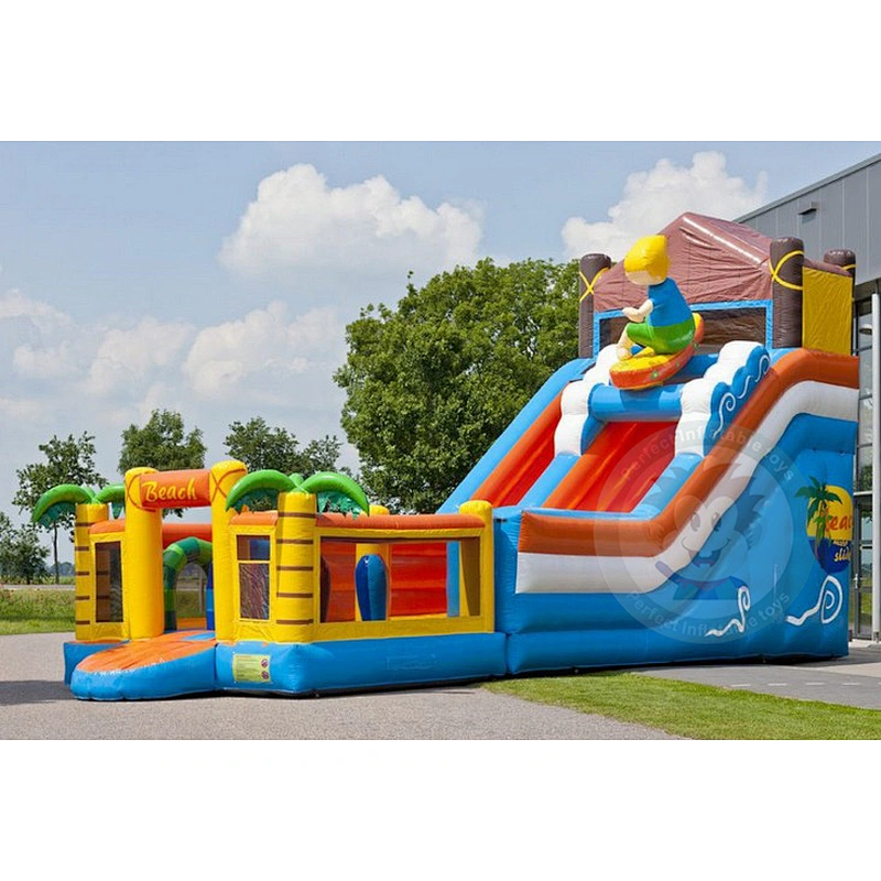 Outdoor Fashion Commercial PVC Tarpaulin Large Inflatable Water Slide For Rental