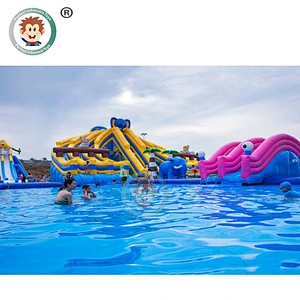 China Supplier Commercial Outdoor Water Slide Playground Kids Inflatable Water Park With Pool
