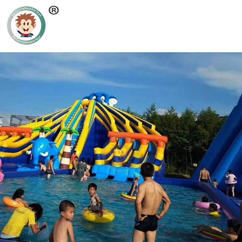 China Supplier Commercial Outdoor Water Slide Playground Kids Inflatable Water Park With Pool